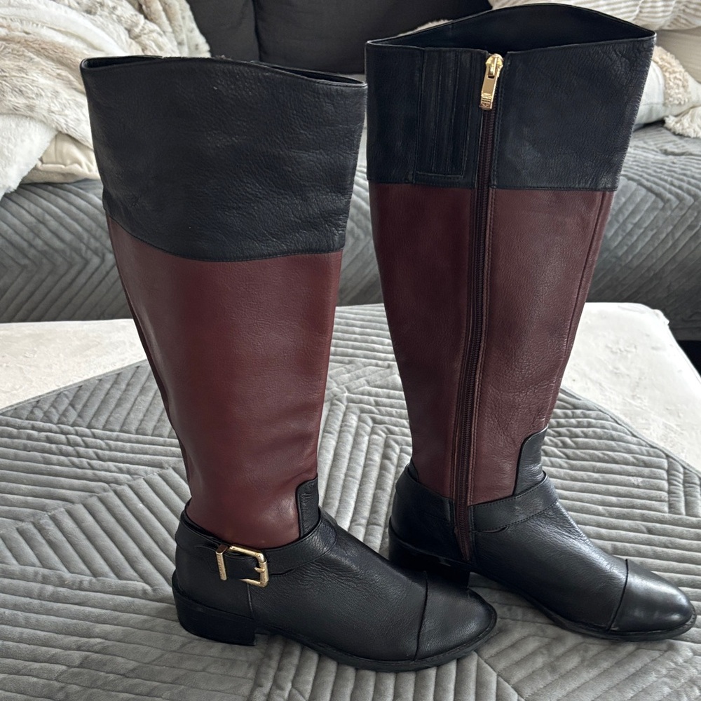 Elegant Black and Brown Knee-High Women's Boots